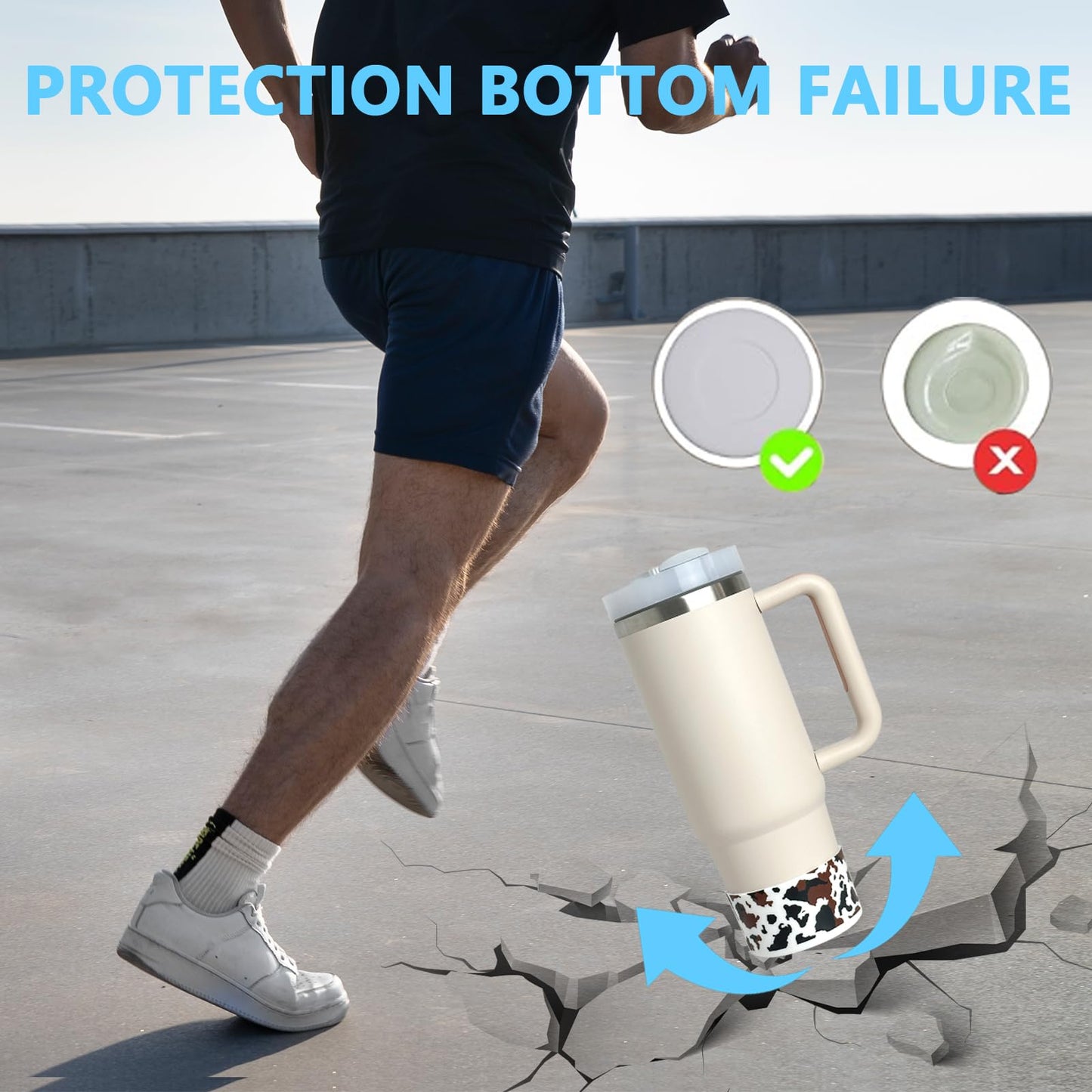 GENLEAS 1PCS Cow Stripe Protective Silicone Boot Coverfor Stanley Cup 20oz-40oz, for Hydro Flask Water Bottle 12oz-24oz, Anti-Slip Sleeve for Bottles/Tumblers with 2.88-2.97in Bottom （1Cow Print）
