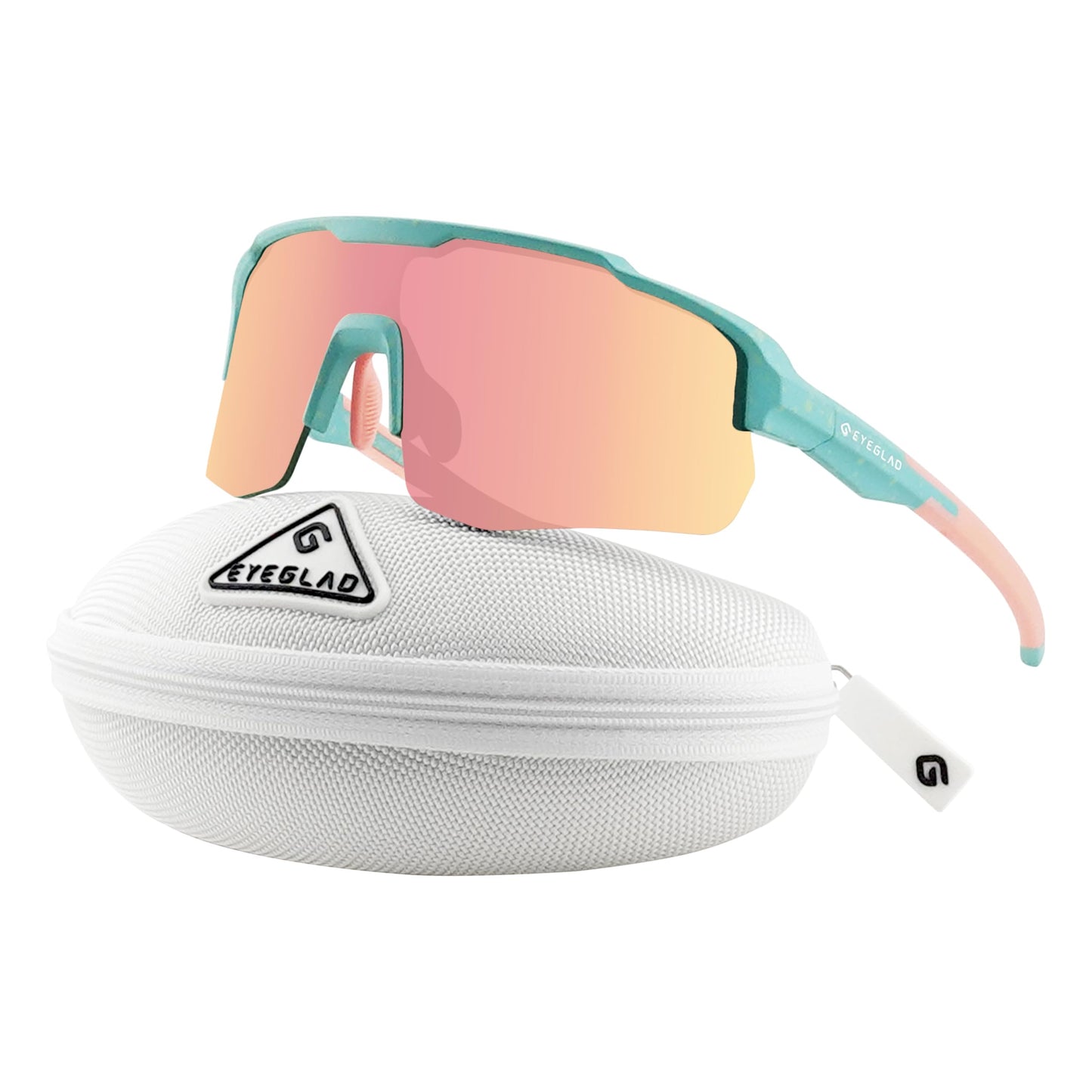 EYEGLAD MOTIONVIEW Sports Sunglasses Outdoor HD High Contrast UV400 Running Baseball Softball Sports Eco-friendly (Milky Blue)