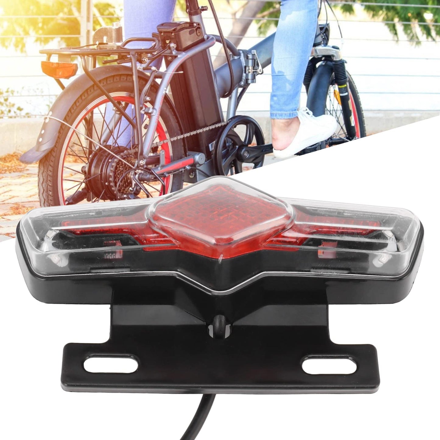 36V‑60V Electric Bike Warning Signal Light,Electric Bike Tail Light Turn Signal Two in One Warning Signal for Night Riding