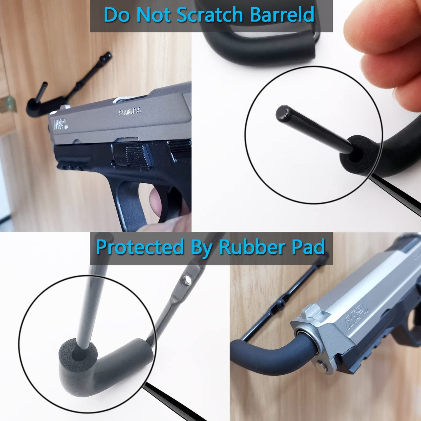 StrongTools Handgun Hanger, Wall Mount Pistol Rack Suitable for Desk or Wardrobe, Pistol Organizer for Displays and Cabinet (6 Packs for 6 Guns)