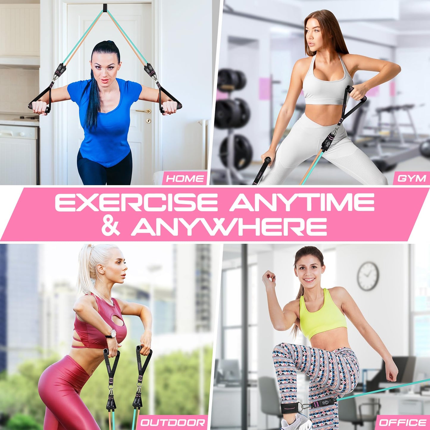 4.9ft Exercise Bands for Physical Therapy, 150lbs Resistance Bands for Working Out, Stretch, Recovery, Pilates, Rehab, Strength Training and Yoga Starter Set