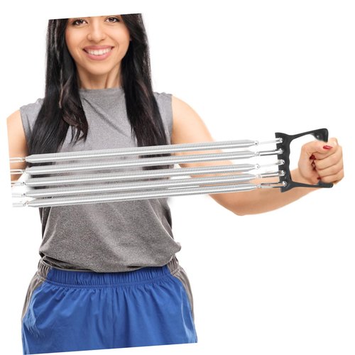 BRIGHTFUFU Chest Expander with Detachable Plastic Handle - Multifunctional Chest Workout Tool for High Elasticity Springs for Strength Training and Grip