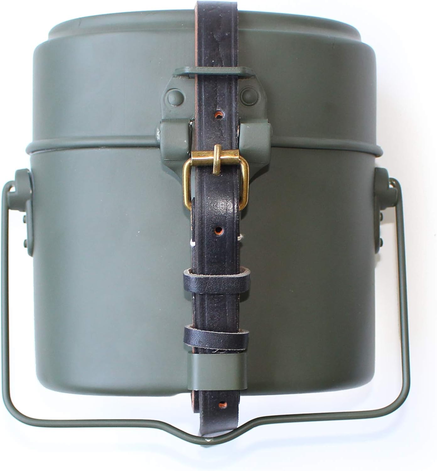 ANQIAOGreen Collectibles WWII WW2 German M31 Mess Kit Tin with Leather Strap Dinner Box 3 Parts in 1
