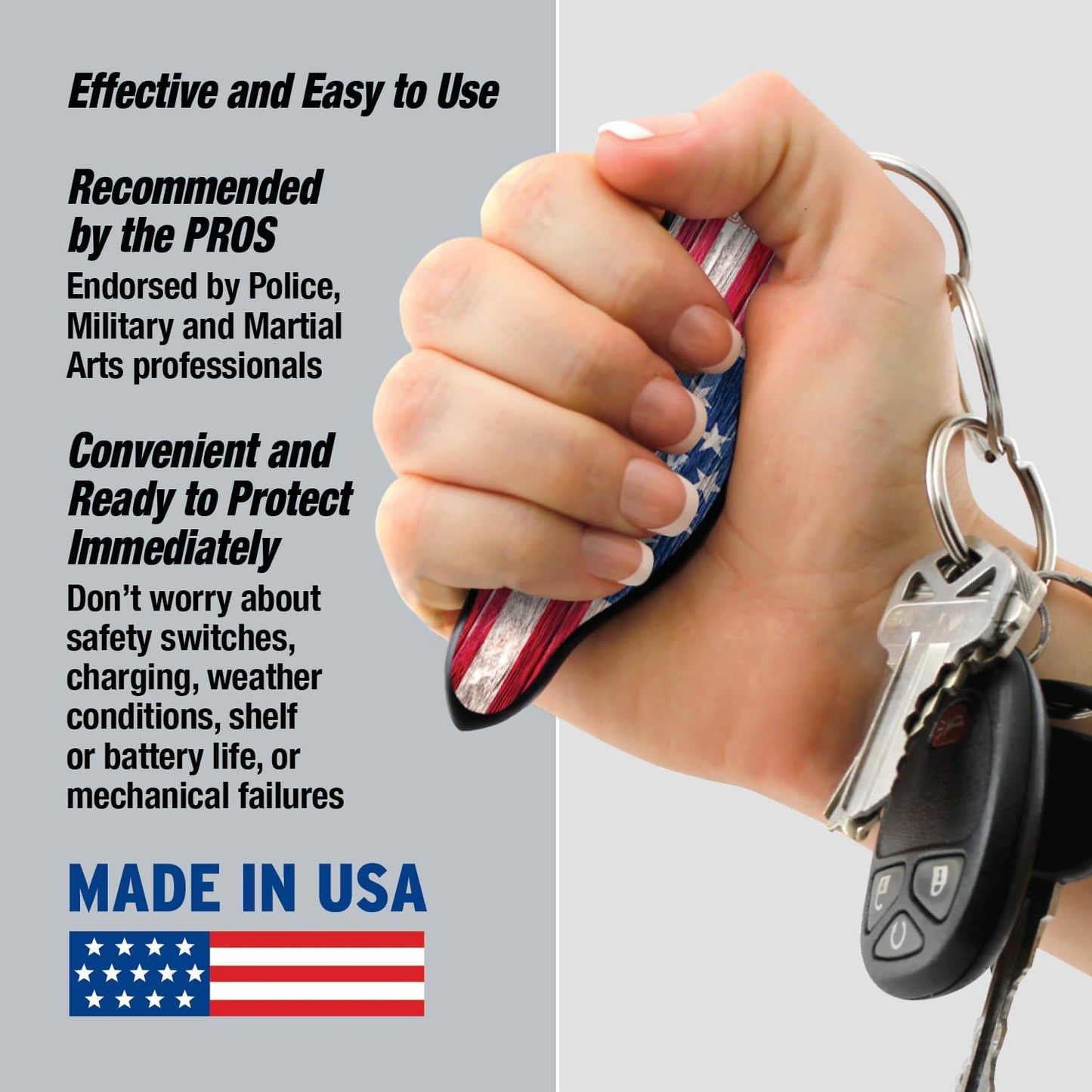 MUNIO Self Defense Keychain – Lightweight, Stylish & Portable Safety Tool for Women & Men – Non-Lethal Kubotan, Easy to Use, TSA Approved – Made in USA