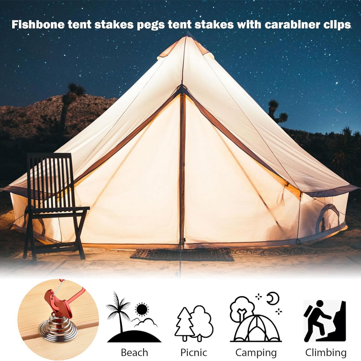 JINGIHE 5 PCS Fishbone Deck Anchor Pegs, Red Deck Furniture Anchors, Deck peg with Spring Buckle, 2.9 Inch x 1.4 Inch Adjustable Anchor Deck pegs, Tent Decks Anchors for Camping Hiking Supplies