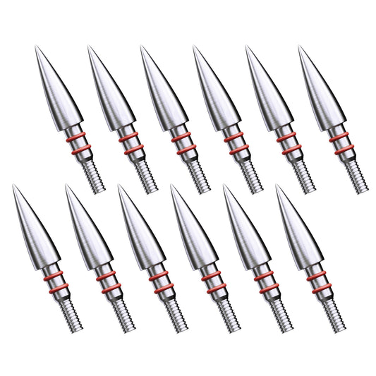 12pcs Archery Arrow Tips 100/125/150/200 Grain Field Tips 5/16 Inch, Stainless Steel Screw in Bullet Points, Archery Target Crossbow Practice Tip for Recurve Bow, Compound Bow, Hunting Bow