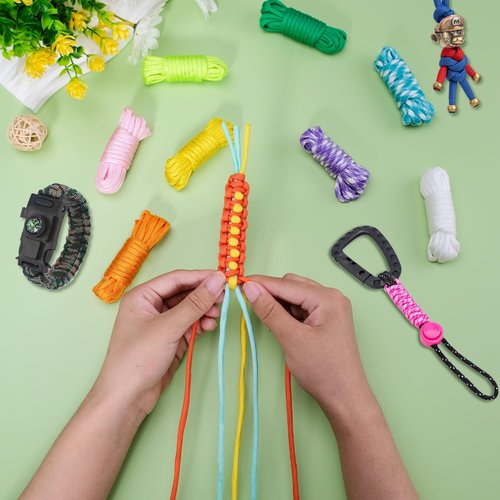 CONEHOY 85 Pcs Paracord 550 Combo Kit 10 Feet Tent Rope Multifunction Parachute Paracord Bracelet Making Kit Outdoor Survival Rope with Drawstring Bag for Making Lanyard Dog Collar Great Gift