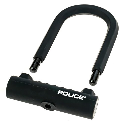 POLICE U-Lock Bike Lock with Key, U-Lock for Bicycles, Lock for Scooters, Outdoor Equipment Silicone-Coated Bike Lock with Cable Heavy Duty Black