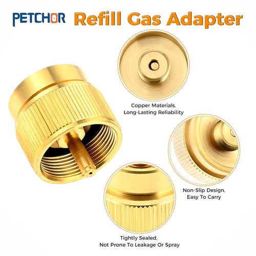 PETCHOR 3 PCS Camping Stove Gas Tank Adapter EN417 Set, Burners Gas Refill Adapters, Valve Fuel Canister Shifter