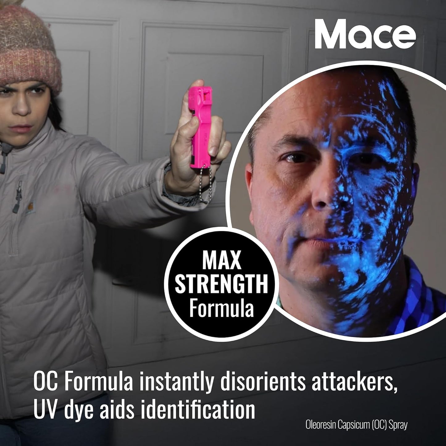 Rechargeable Mace Stun Gun for Self Defense - High Voltage with Bright LED Light