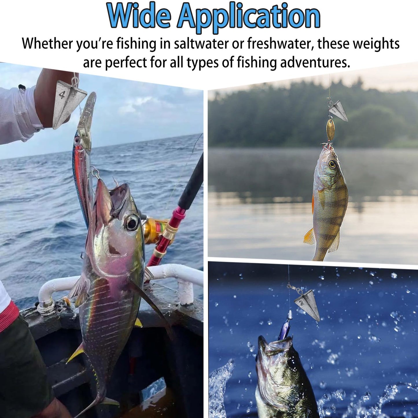 Fishing Weights Pyramid Sinkers Kit Bullet Fishing Weights Sinkers for Ocean Saltwater Surf Fishing - Essential Tackle Set in 1oz, 2oz, 3oz, 4oz Sizes