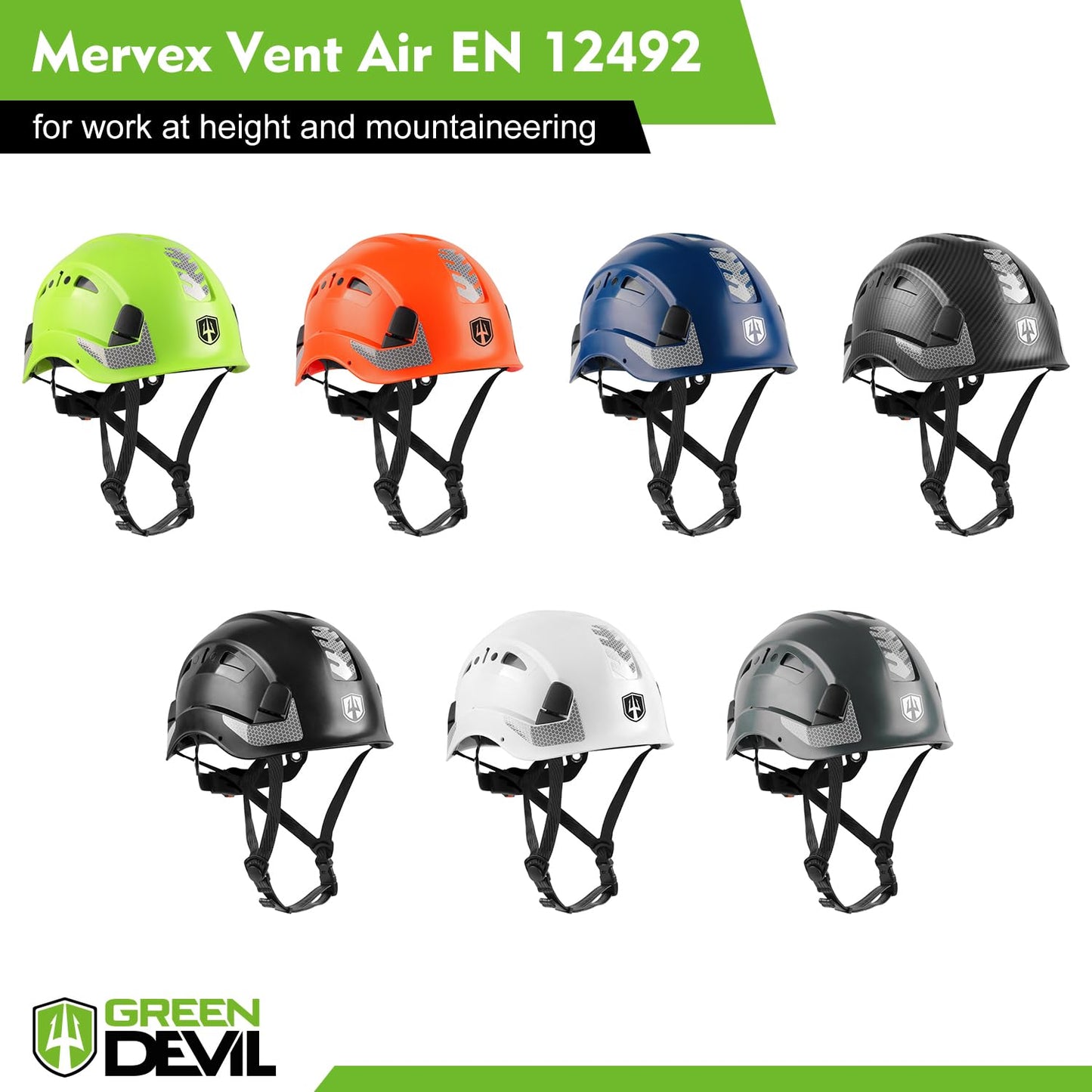GREEN DEVIL Safety Helmet Hard Hat with Chin Strap Vented Lightweight Adjustable Hardhat for Men Women with Hi-Viz Design Ideal for Tree Climbing Work at Height