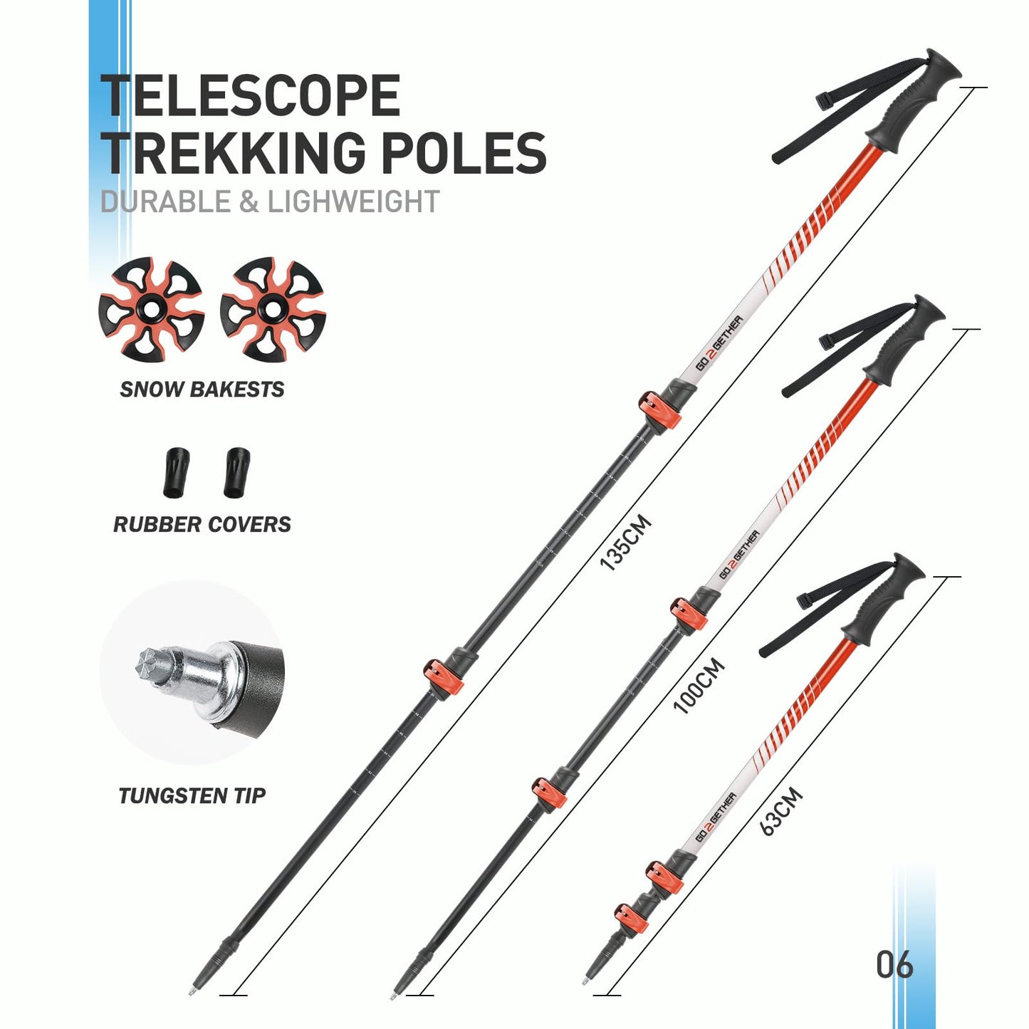 G2 21 Inches Light Weight Snowshoes for Women Men Youth, Set with Trekking Poles, Tote Bag, Gaiters,Special Fast Ratchet Binding(Red&White)