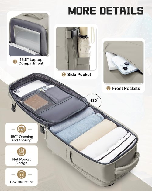 wepadre Travel Backpack Carry on Flight Approved Carry on Backpack for Airplanes Personal Item Travel Bag 18x14x8 Inches Traveling Backpacks for Men Women Mochila de Viaje Greyish Brown