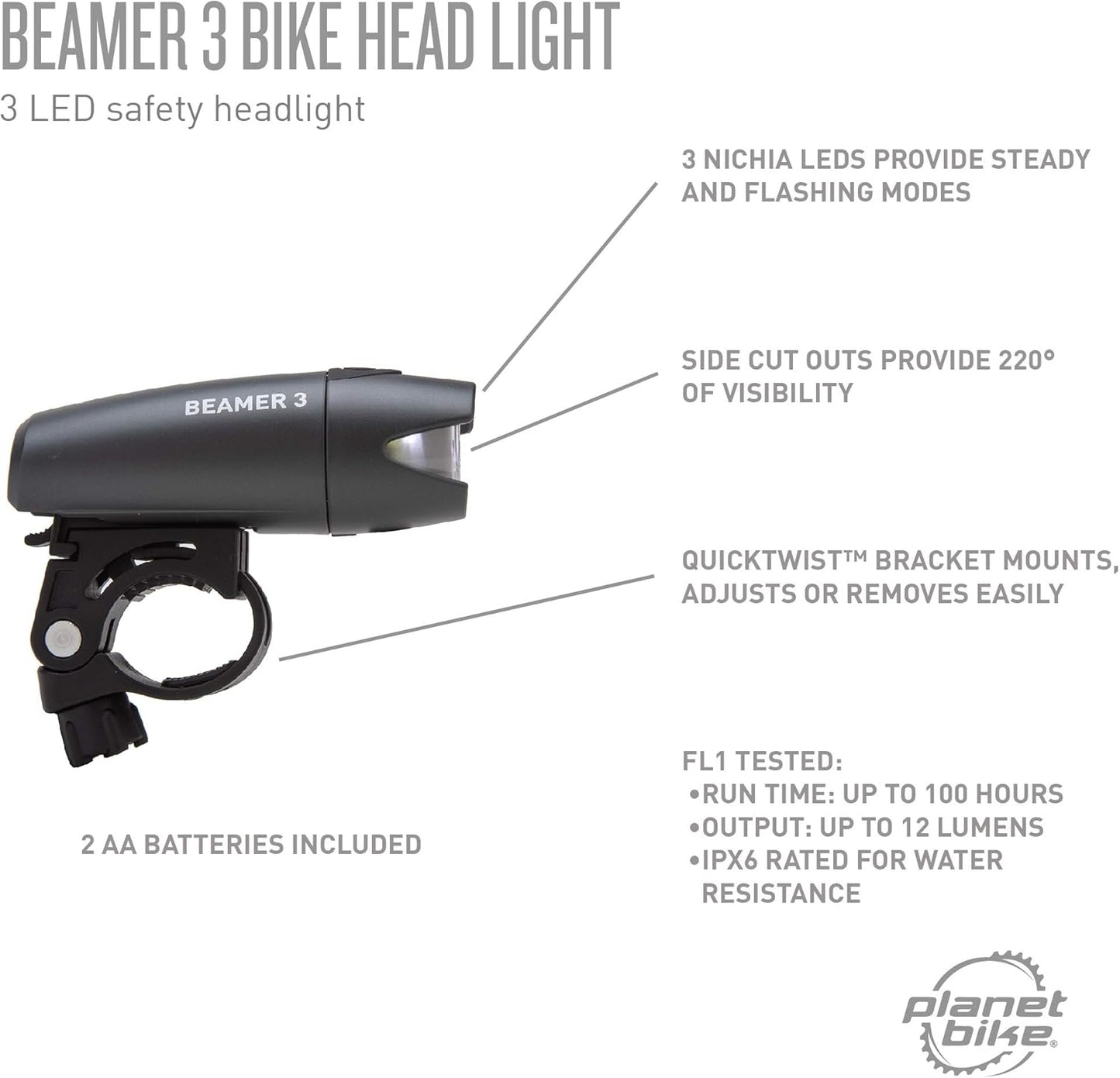 Planet Bike Beamer 3 Bike Headlight