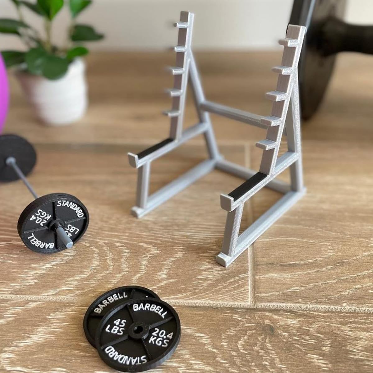 Squat Rack Pen Holder, Mini Barbell Rack Pen Holder Desktop Squat Rack with Barbells and Weights, Fun Desk Accessories for Fitness Enthusiasts and Weightlifting Fans (Barbell Rack Only)