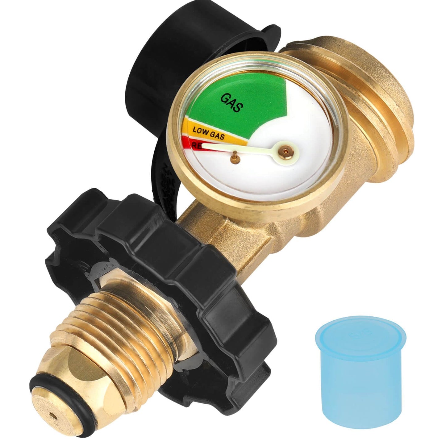 Aekops 100 lb Propane Tank Adapter, Propane Gauge for 100 lb Propane Tank, Universal Fit Pol to Qcc1 Propane Tank Adapter Converts Pol to Qcc1 / Type 1 - Old to New Connection Type, Solid Brass (1PC)