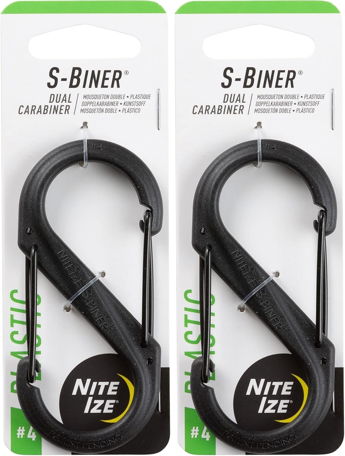 Nite Ize S-Biner Plastic Dual Carabiner #4 - Black (2-Pack)