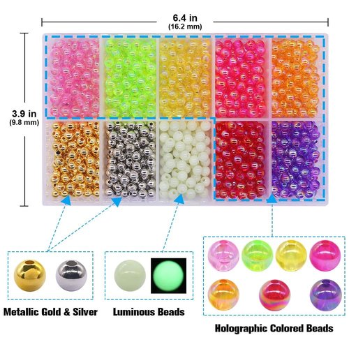 XFISHMAN Fishing Beads - 1000-Piece Assortment (5mm, 6mm, 8mm) - 10 Color Variety - Saltwater & Freshwater Ready - Trout, Salmon, Catfish, Walleye, Bass, Pike, Crappie, Perch