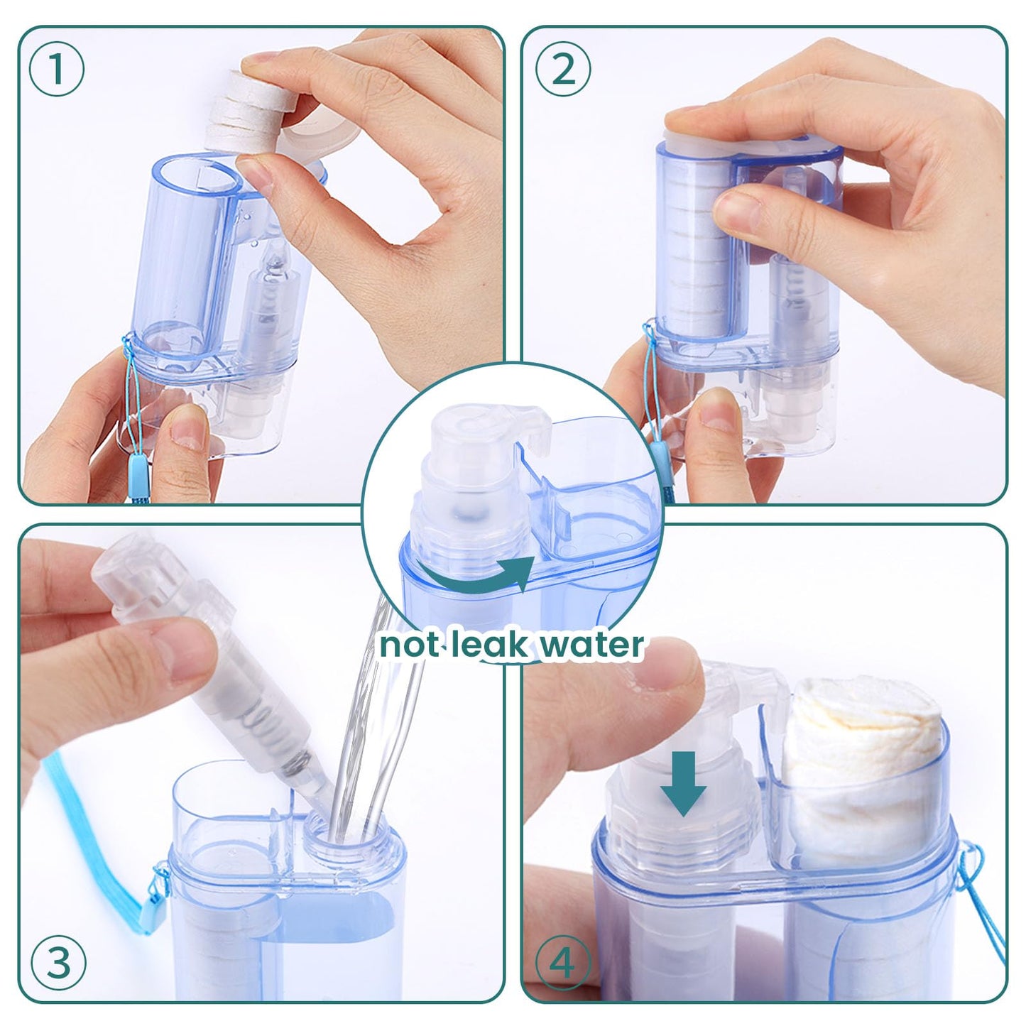 BigOtters Compressed Towels with Bottle, Disposable Towels for Face with Reusable Dispenser Carry Case Portable Washcloths Survival Kit for Outdoors Hiking Camping Hotel Travel