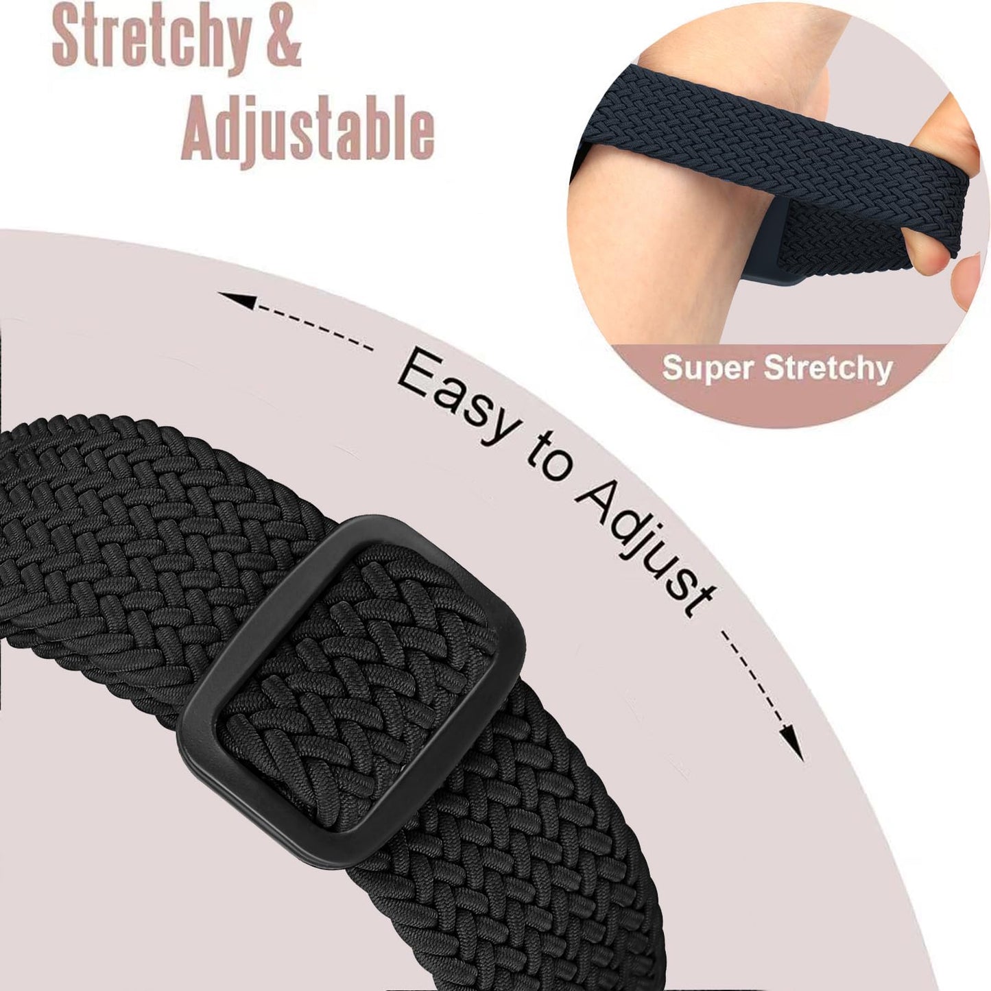 FTYQUEE Braided Stretchy Adjustable Straps Compatible for Fitbit Inspire 3/Inspire 2/Inspire HR/Inspire/Ace 3/Ace 2 for Women Men,Sport Elastic Nylon Cloth Wristbands for Fitbit Inspire