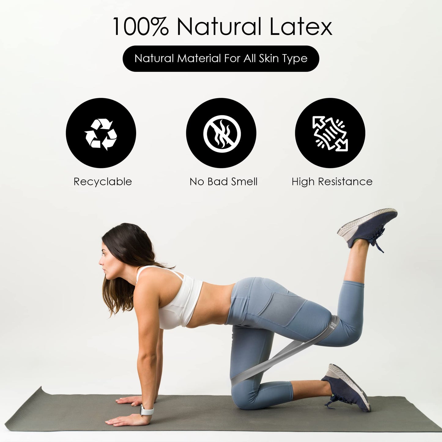 GOCHA Resistance Bands Set (5 Pack) - Premium Natural Latex Loop Bands for Strength Training, Home Workouts, Physical Therapy, Yoga - Exercise Bands with Carry Bag (X-Light to X-Heavy) - Black