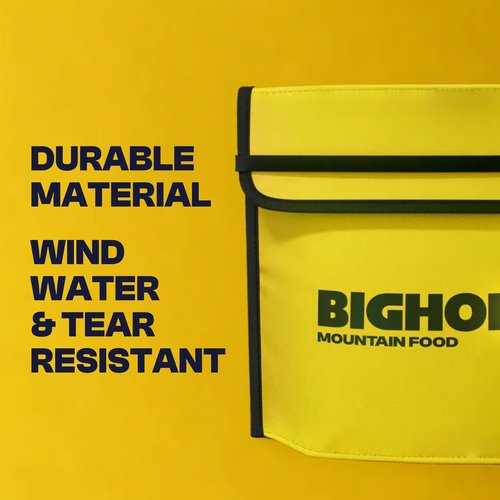BIGHORN Insulated Bag for Backpackers - Durable Small Insulated Pouch for Freeze Dried Backpacking Meals - Packs Flat, Lightweight, Aids Rehydration, Keeps Food Hot, 10 ¼” x 7 ½” x 3 ½”, 1.5oz, Yellow