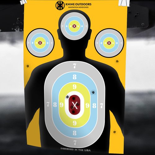 KNINE OUTDOORS Shooting Targets Paper, 12 x18 inch, Bulk for Hunting, Handguns, Pistols, Rifles, Silhouette with Red Bullseye, Yellow Design (60 Pack)