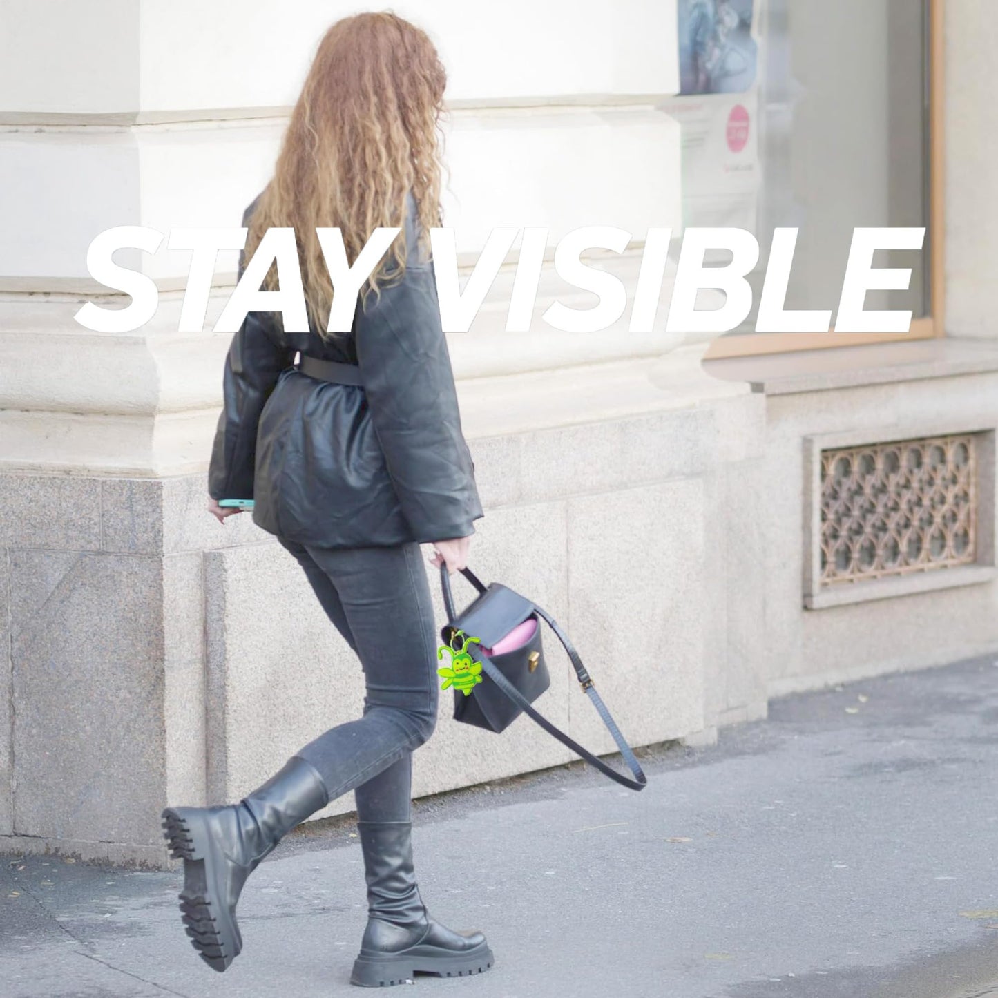 AdayPeace Safety Reflector Fun,Glow Bee-Fun-to-Wear,Ultra Bright,Glow in the Dark Carabiner,Night Reflective Keychain,Safety Keychain,Lightning Bee Keychain Hanging Rings for Kids,Bags,Backpack-Made in Green(green)