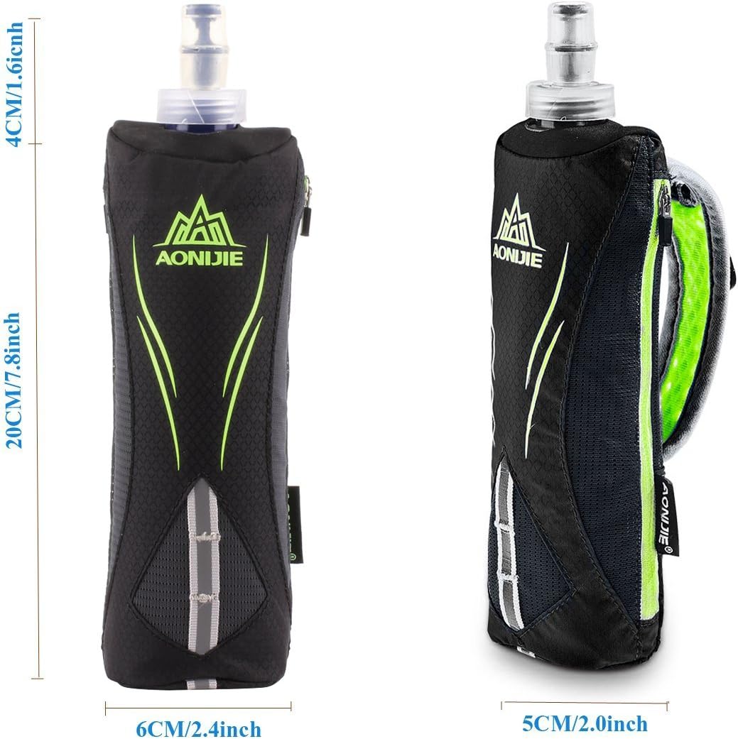 Geila Handheld Water Bottle for Running, 17 oz Grip Handheld Bottle with Hand Strap Hydration Pack, Sport Soft Flask