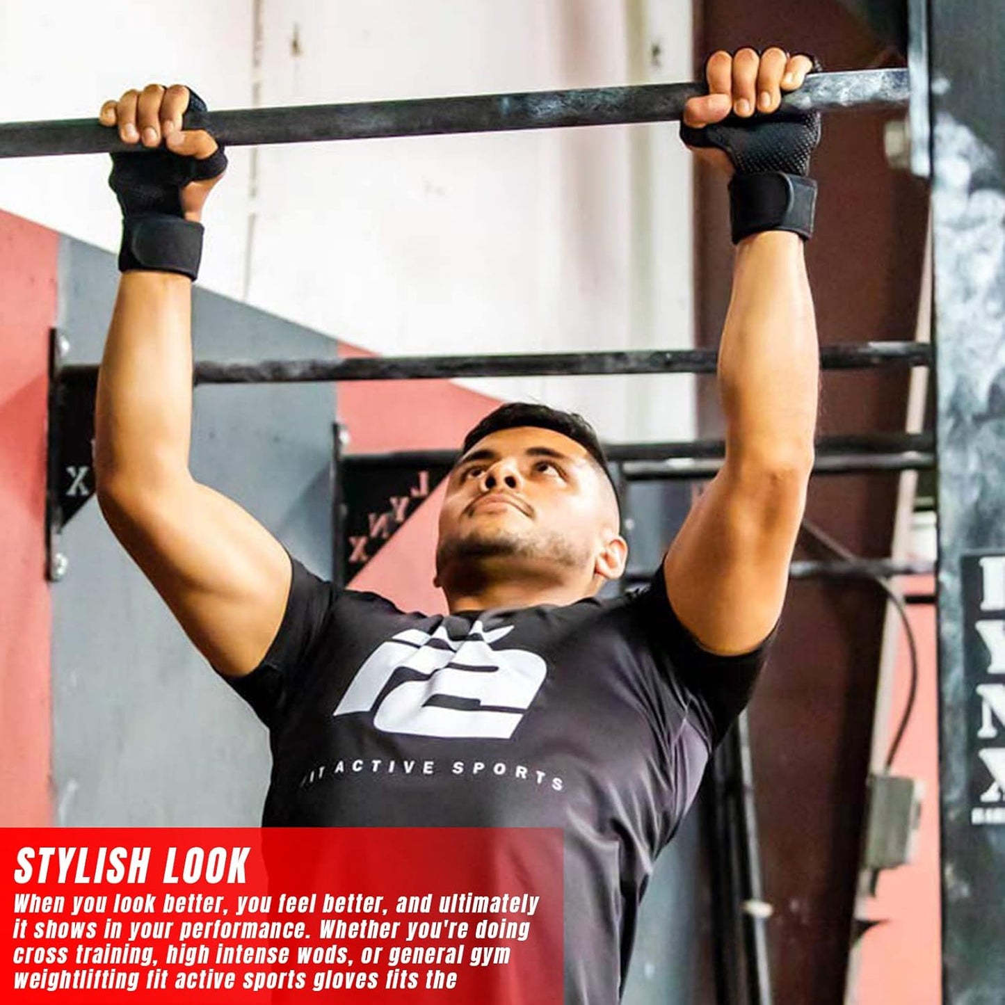 Fit Active Sports RX2 Weight Lifting Workout Gloves with Built-in Wrist Wraps - Gym Gloves with Wrist Support Durable Non-Slip Palm Padding to Avoid Calluses - for Men & Women