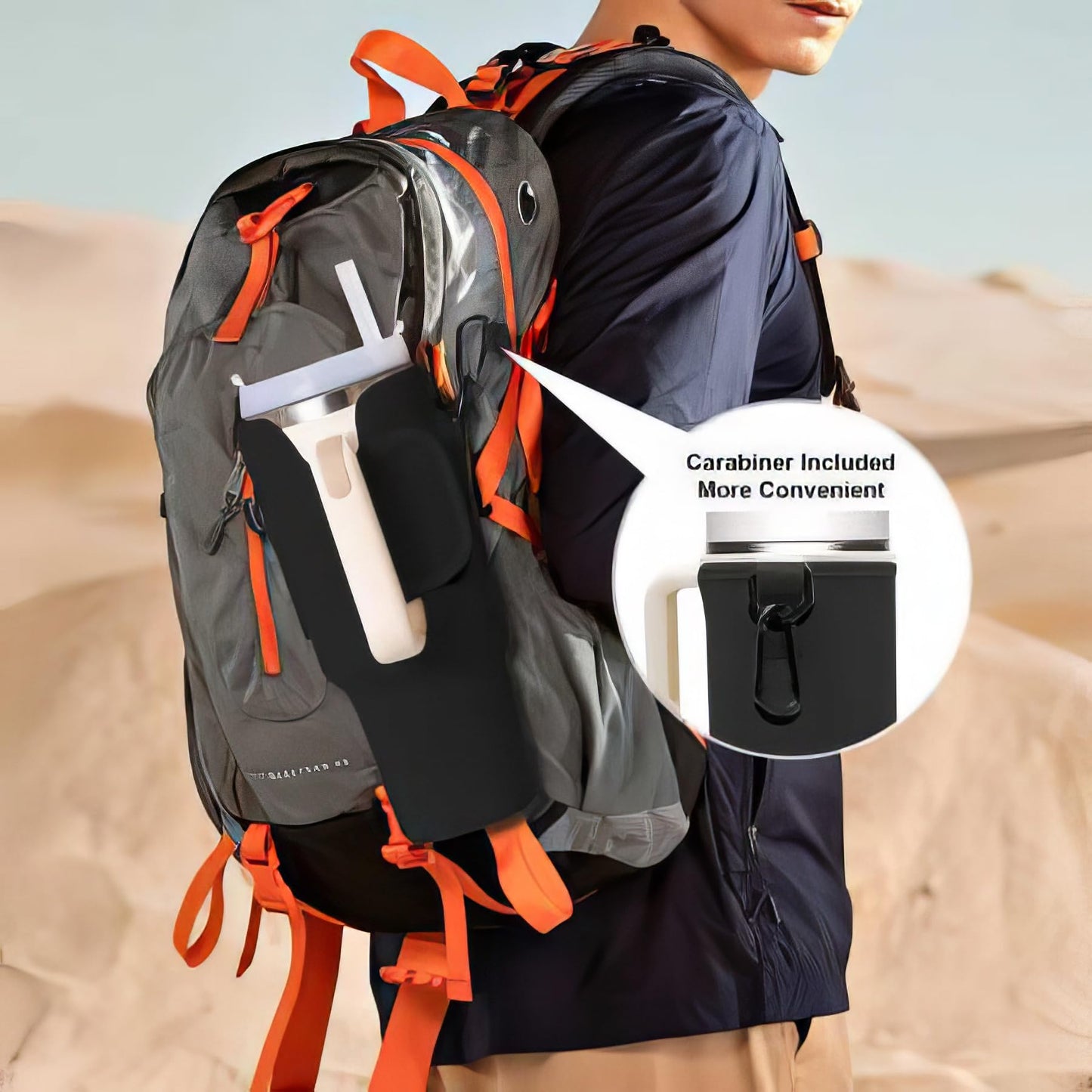 Generic Water Bottle Travel Carrier for 40oz Stanley Cup with Strap and Caribiner (Purple)