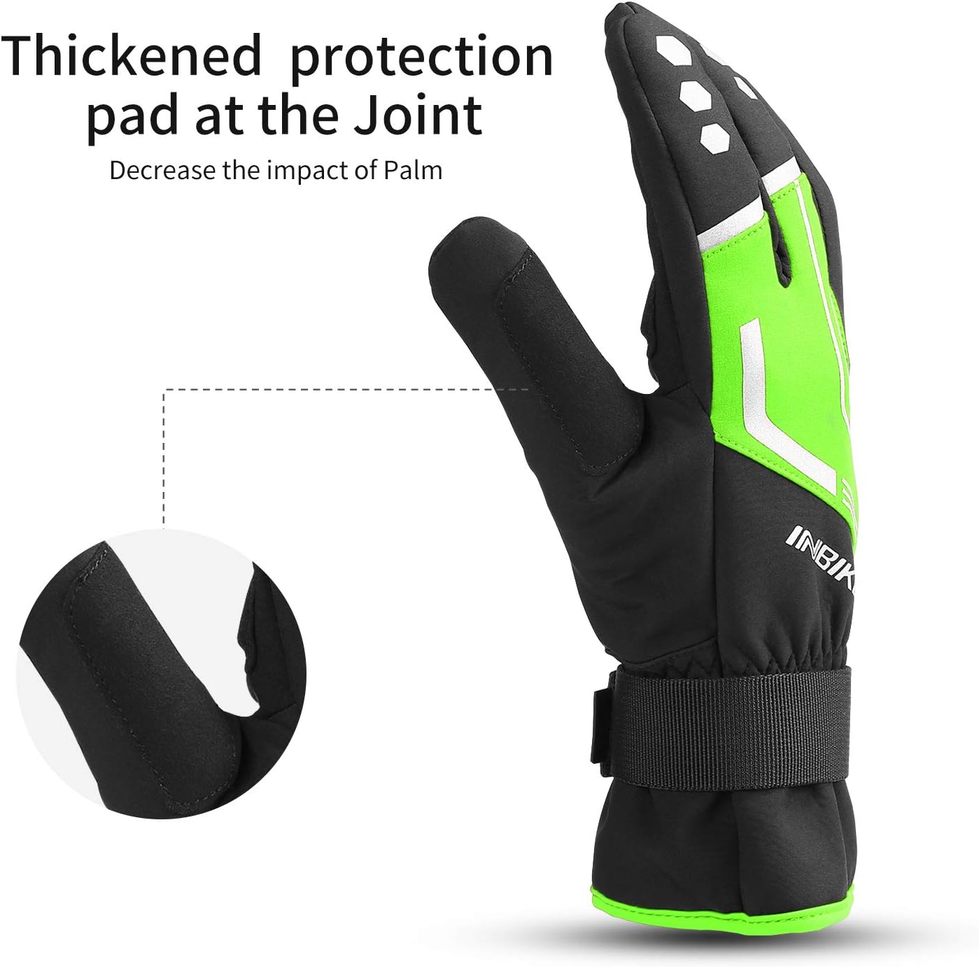 INBIKE Cycling Gloves for Men Winter Windproof Reflective Thermal Gel Pads Touch Screen