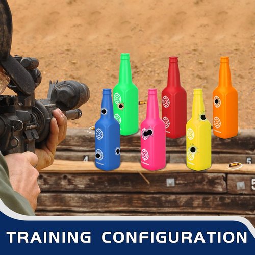 OYSERHOM OPS Reactive Shooting Targets Shatterproof Plastic Bottle for Small Caliber, Indoor and Outdoor Range Shooting Targets, Bright Colors with Hanging Rope, Target Practice, 6 Pack