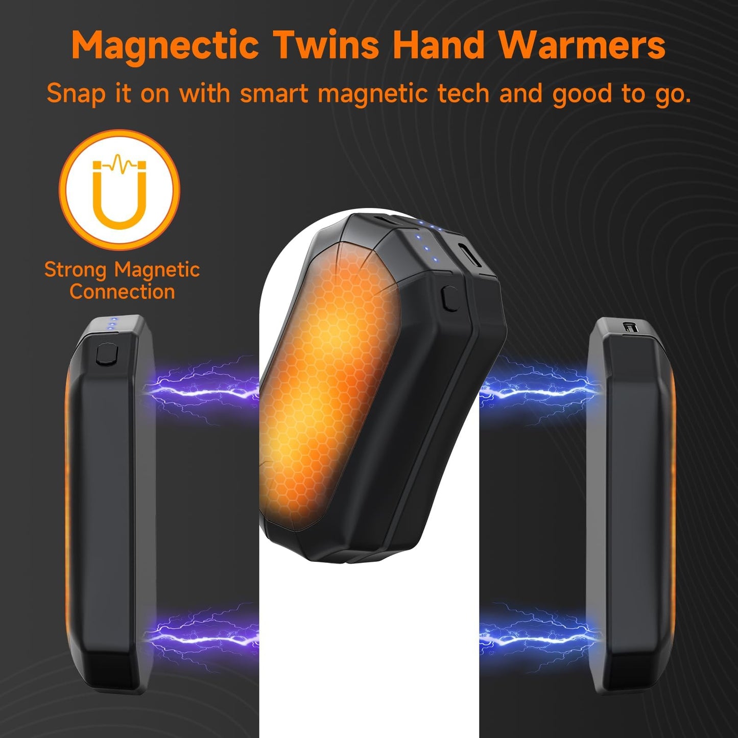Hand Warmers Rechargeable, 6000mAh 2 Pack Electric Hand Warmer with 3 Levels 360° Heat, 15hrs Heat Portable Hot Hands Heater Gifts for Outdoors, Camping, Hiking, Skiing, Raynauds, Snow Golf, Women Men