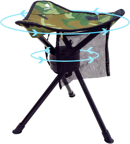 GEERTOP Portable Camping Swivel Folding Stool Seat Foldable Camp Tripod Chair Outdoor Survival Gear for Hiking Fishing Hunting Travel