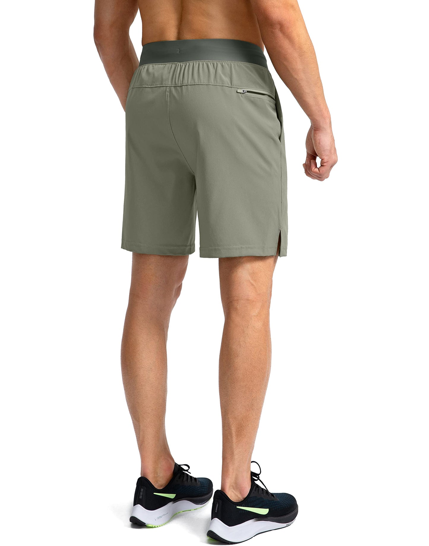 Men's Running Shorts with Zipper Pockets 7 Inch Lightweight Quick Dry Gym Athletic Workout Shorts for Men (Green Sage, M)