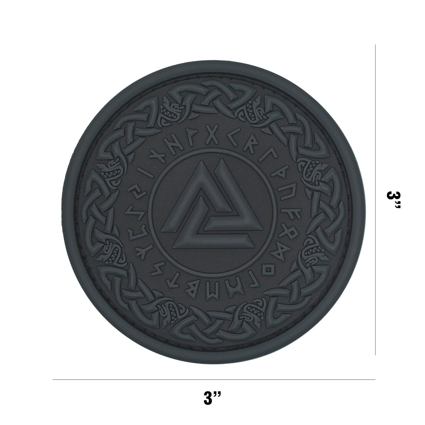 ATHIPATCHES Military Morale Patch - Black Viking Odin Valknut Symbol Celtic Art PVC Rubber Tactical Emblem with Hook and Loop Fastener Backing, PMP001