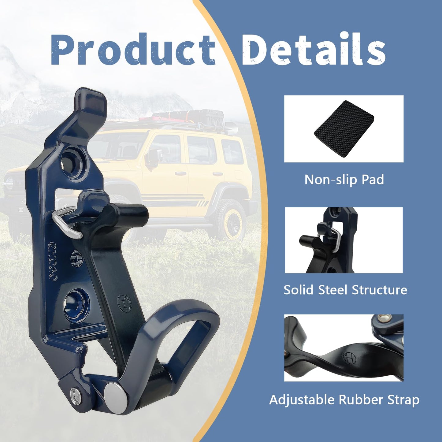 4 PCS Shovel Mount for Roof Rack Overland Gear Rotopax Mount Shovel Holder for Truck Tool Holder,Rubber Clamp Grip Mounting Kit Fits Shovel Holder Wall Mount, and Pole Clamp