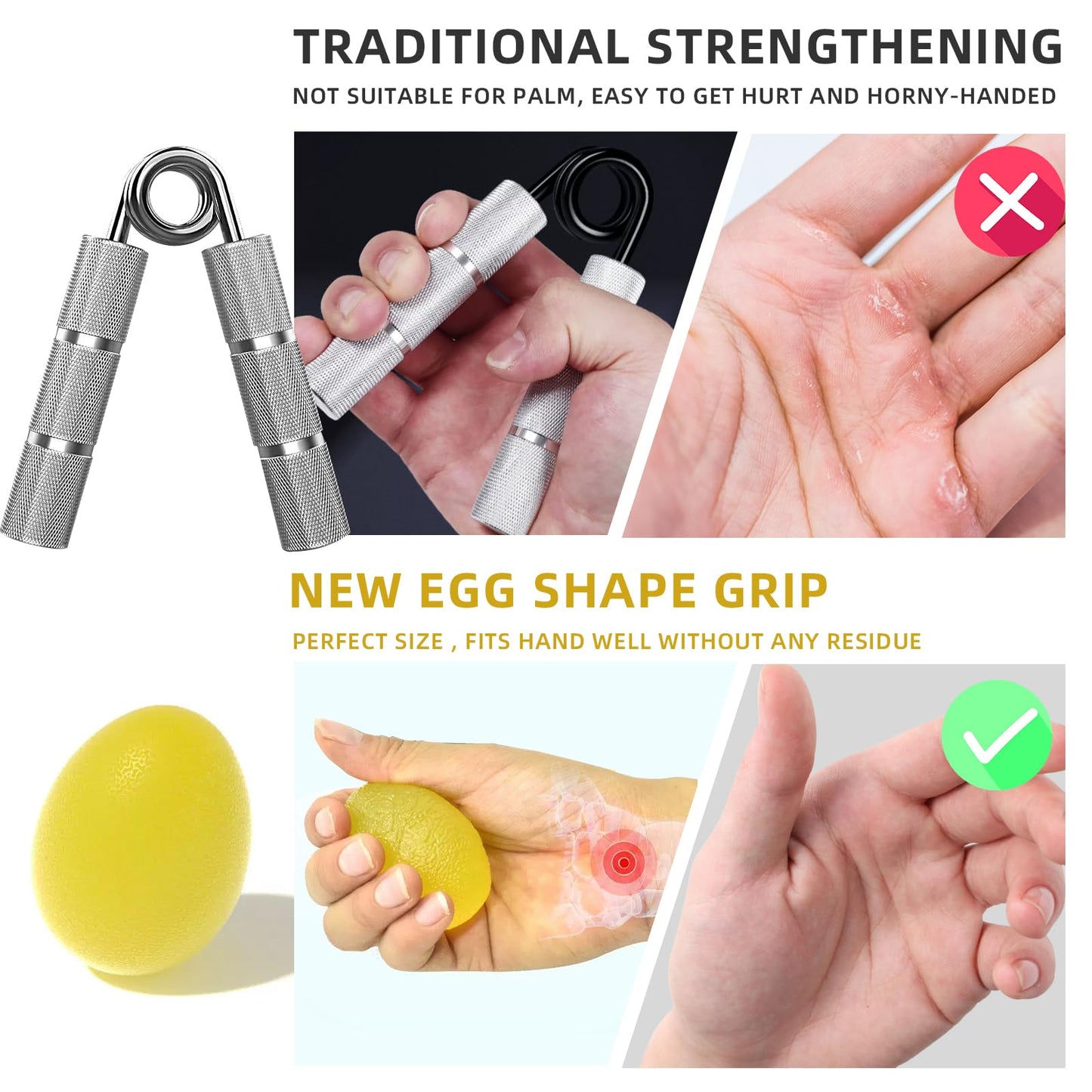 HYTIAN 6-Piece Hand Exercise Ball Kit Diverse Strength Levels for Elders, Adults, Kids - Enhances Grip, Relieves Stiffness, Great for Arthritis, Stress Alleviation, Fidget, Rehabilitation