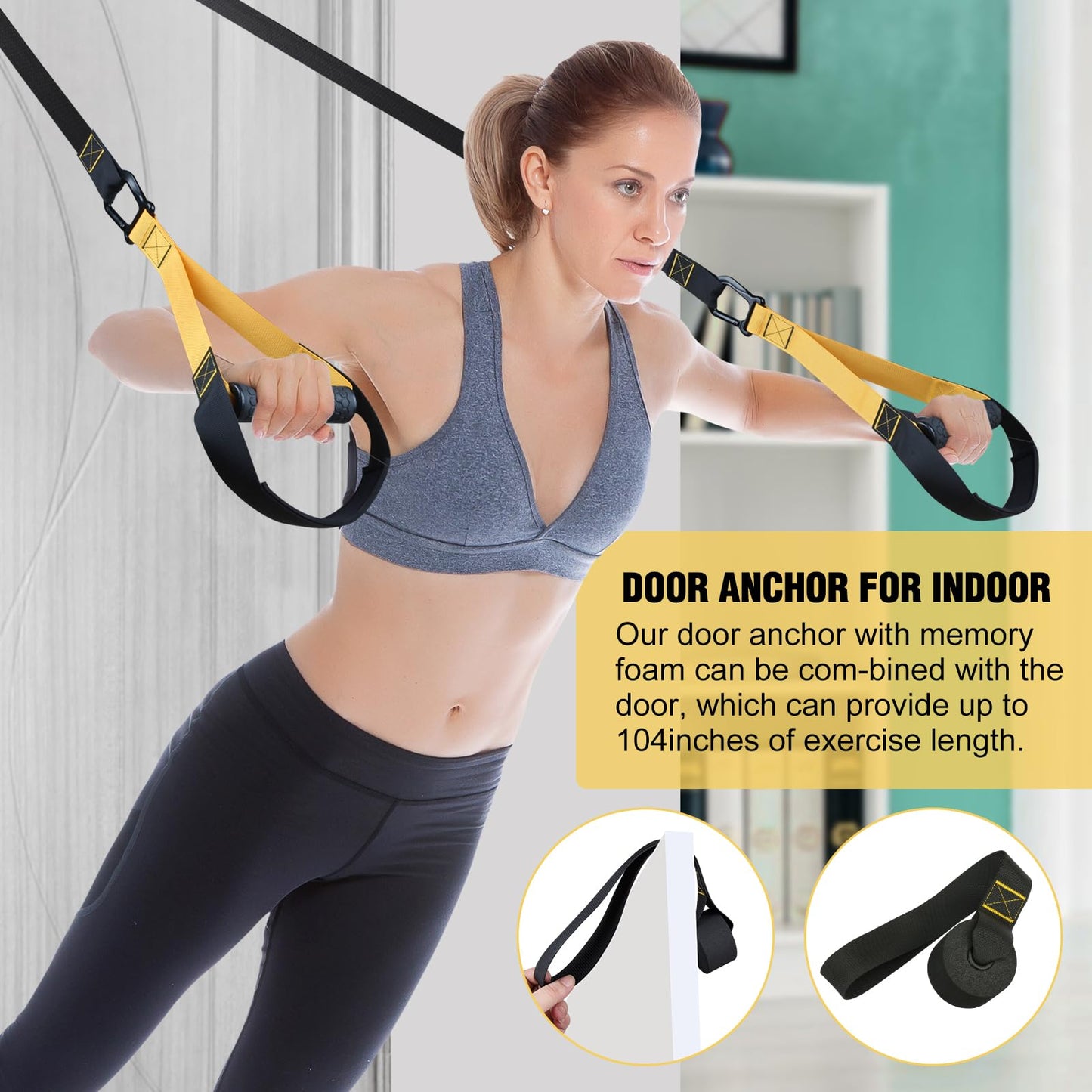 Home Resistance Training Kit, Extension Strap Door Anchors，Powerlifting Strength Workout Straps Full Body Complete Home Gym Body Core Exercise