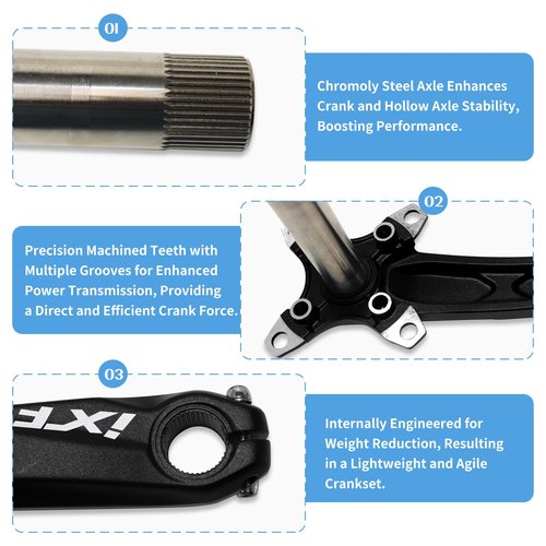 ZTZ 170mm Mountain Bike Crankset - Hollow Integrated MTB Crankset with 104 BCD 32/34/36/38T Narrow Wide Single Speed Chainring - Durable Aluminum Alloy Bike Crank Set with Bottom Bracket （38T）