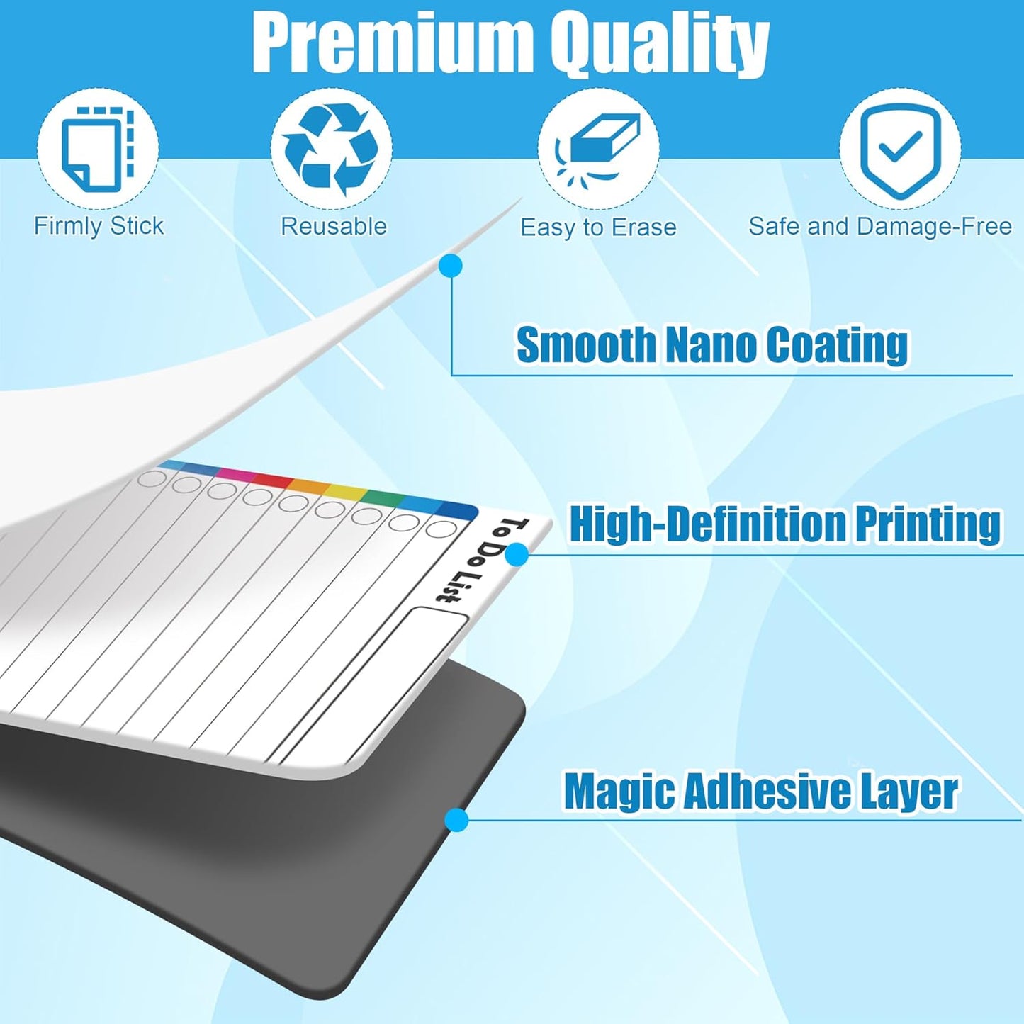 4 Pack Non-Magnetic Dry Erase Calendar Board Set, Anglecai Monthly, Weekly, Daily, List Calendar Sticks for Fridge, Wall, Door