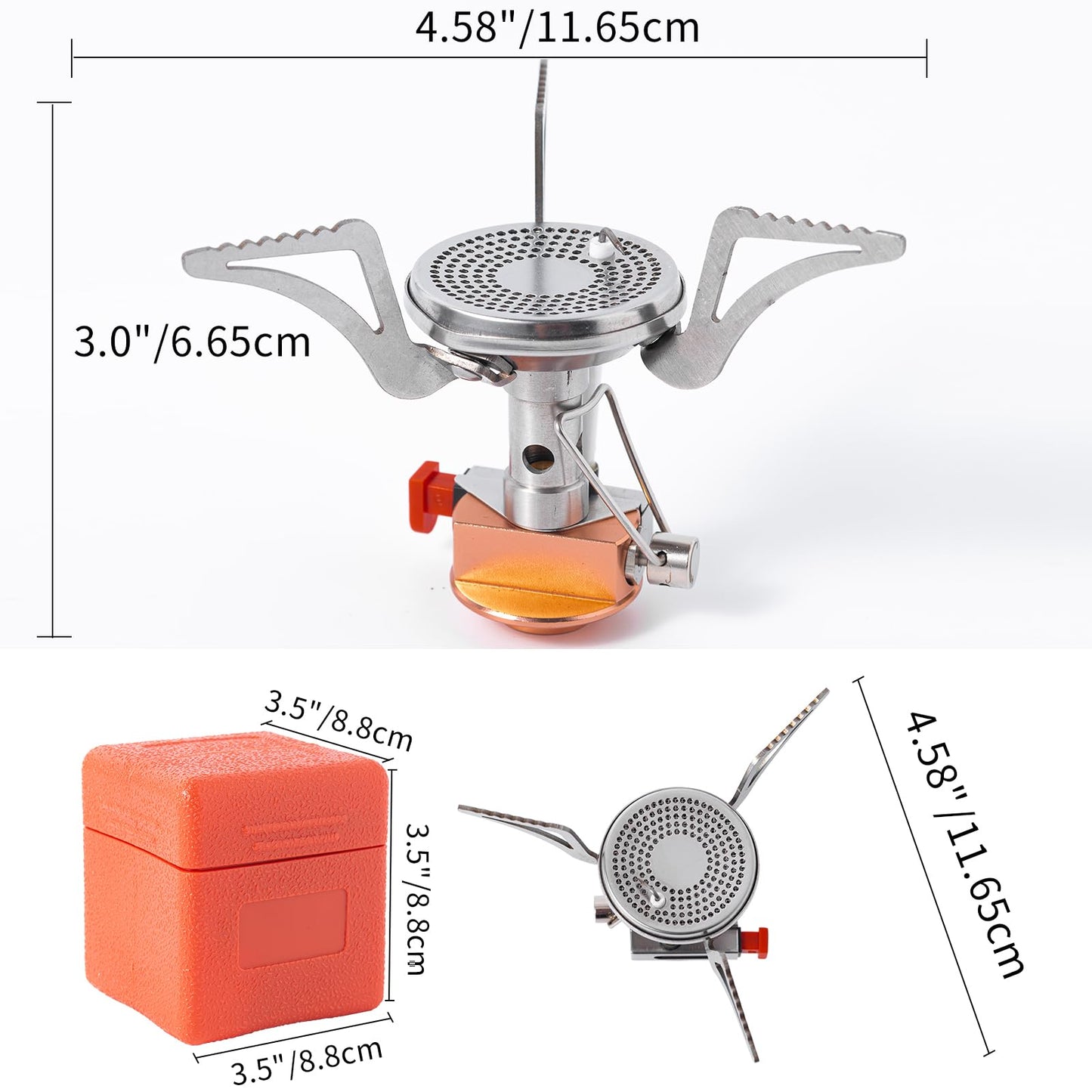 Generic Portable Camping Gas Stove with Piezo Ignition with Carrying Bag, Lightweight Windproof Butane Adapter 3200W Propane Tank Gas Stove for Outdoor Cooking, Picnic, Camping, Hiking, 1, silver