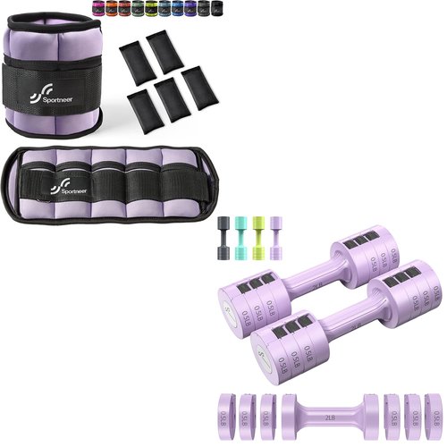 Sportneer Adjustable Ankle Weights with Dumbbells Set