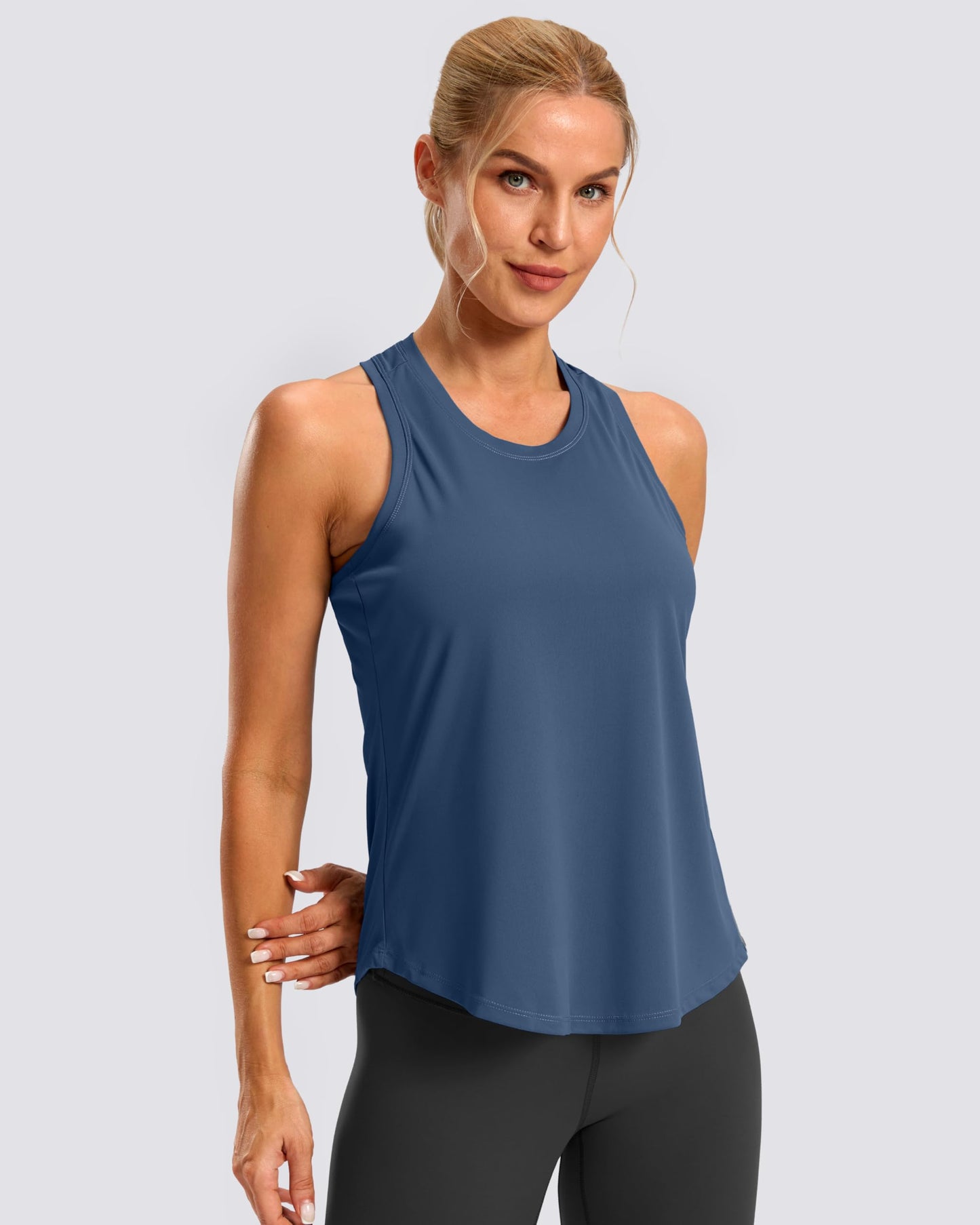 G Gradual Women's Workout Tank Tops Racerback Athletic Yoga Tops Loose Fit Sleeveless Running Gym Sports Shirts for Women(Navy,M)