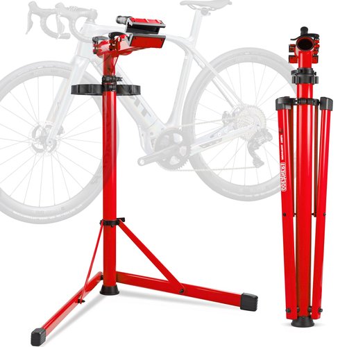 Osluken Bike Repair Stand, 176 LBS Heavy Duty Portable Bicycle Mechanic Maintenance Workstand with Tool Tray, Steel & Aluminum Shop Home Adjustable Height Foldable Bike Work Stand for E Bike, MTB, RB