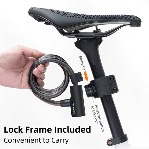 ROCKRBOS Bike Cable Lock with Keys, 2 Keys & 1 Mount Bracket, ABS Lock Shell, Cable Lock for Bike/Gate/Scooter