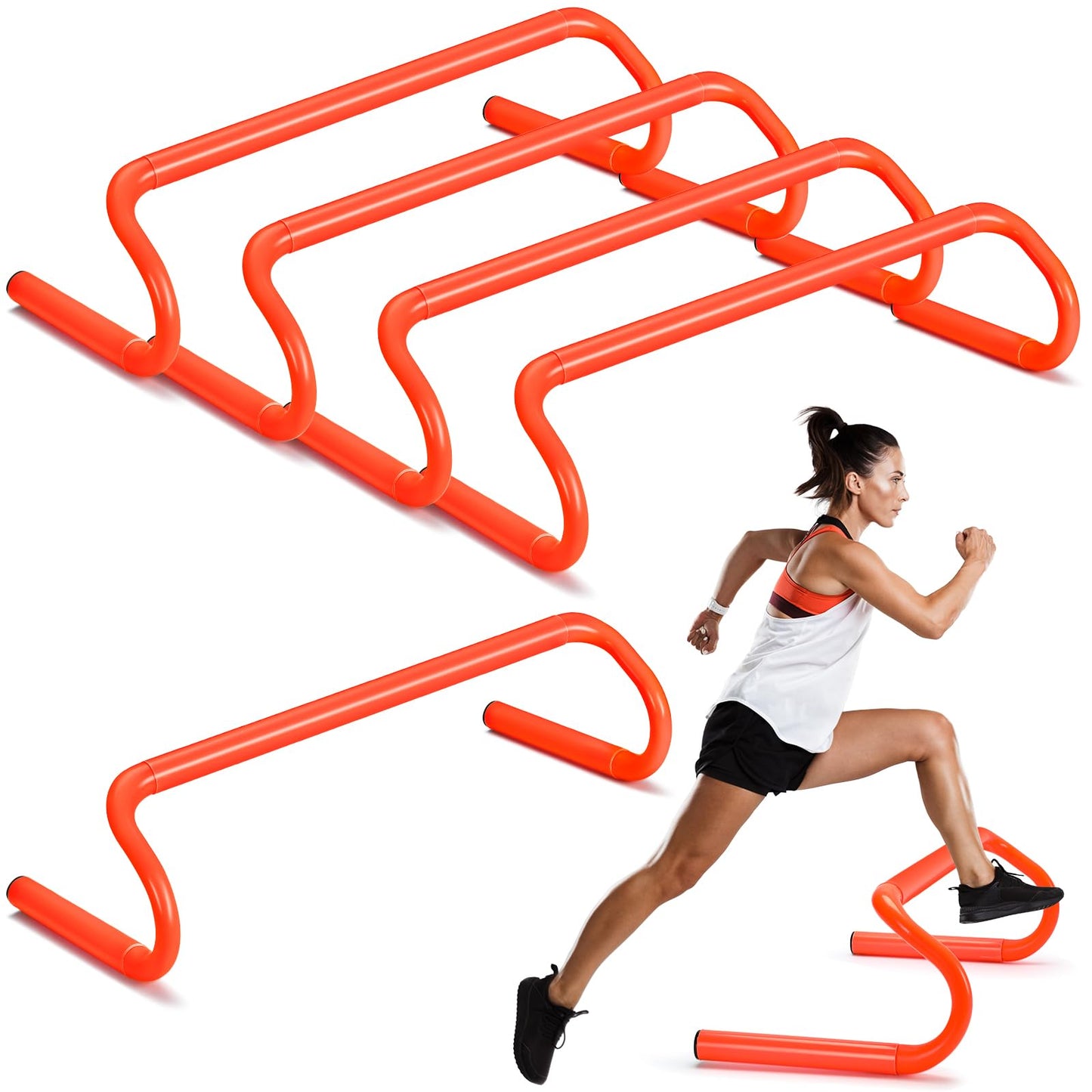 Gemscream 5 Pcs Speed Agility Training Hurdles Detachable Durable Equipment Plyometric and All Purpose Speed Training Hurdle Equipment for Athletes Soccer Basketball(6 Inch,Orange)