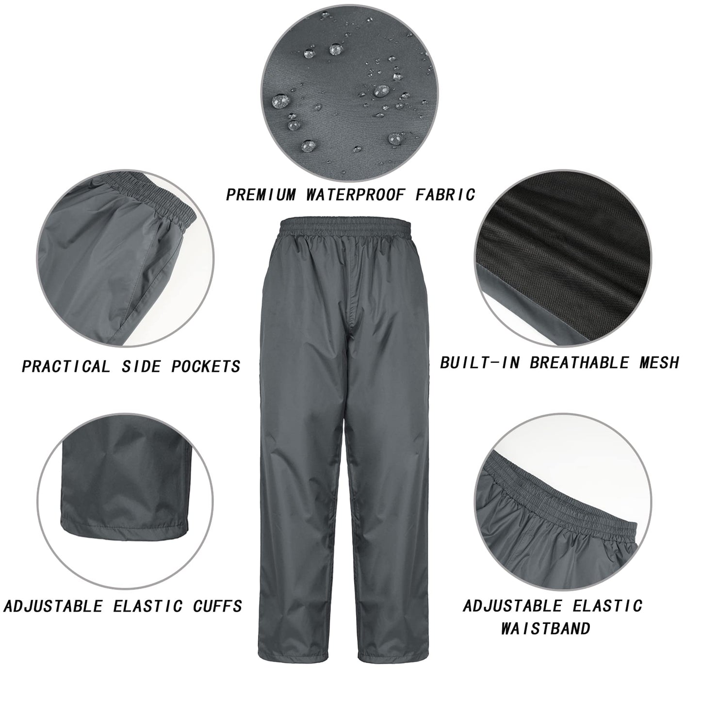 JAEZZIY Rain Suits for Men Women Waterproof Lightweight Hooded Breathable Rain Gear Raincoat for Fishing Hiking Cycling (Grey L)